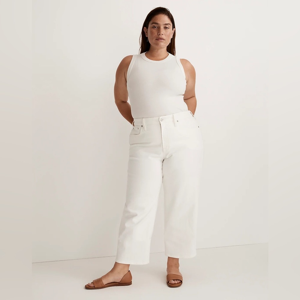 Madewell White Wide-Leg Cropped Jeans